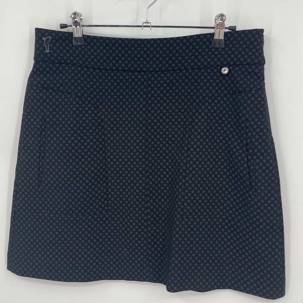 Golfino Golf Skort Skirt Sz 8 black grey flower print
